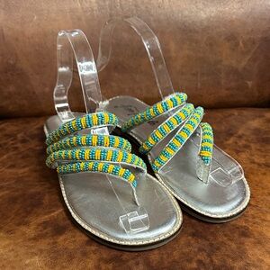 Colorful Beaded Sandals with Clear Straps